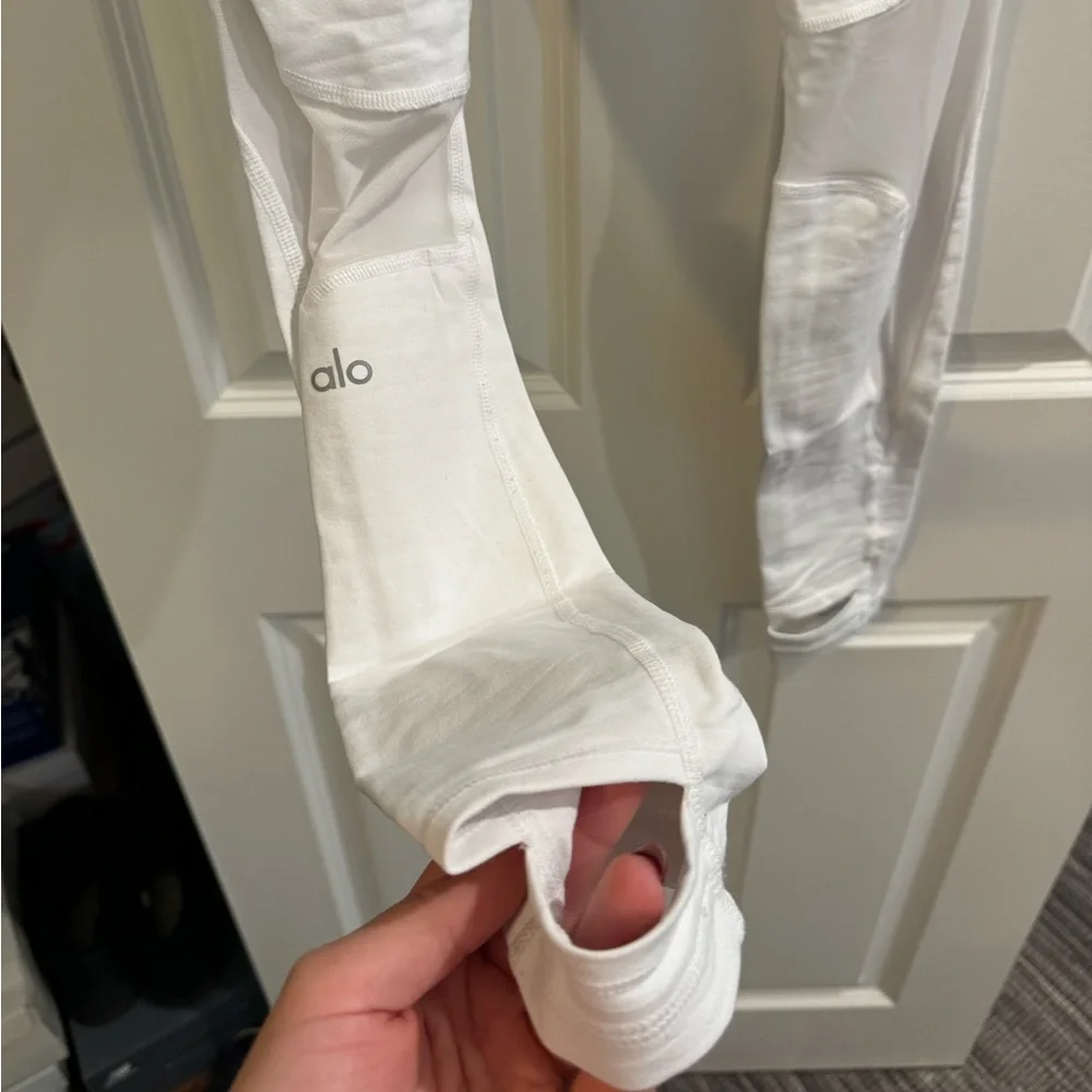 Alo Yoga White High Waist Moto Leggings Size Medium